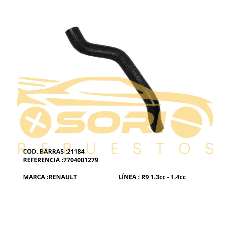 manguera radiador inferior inr renault r9 7704001279