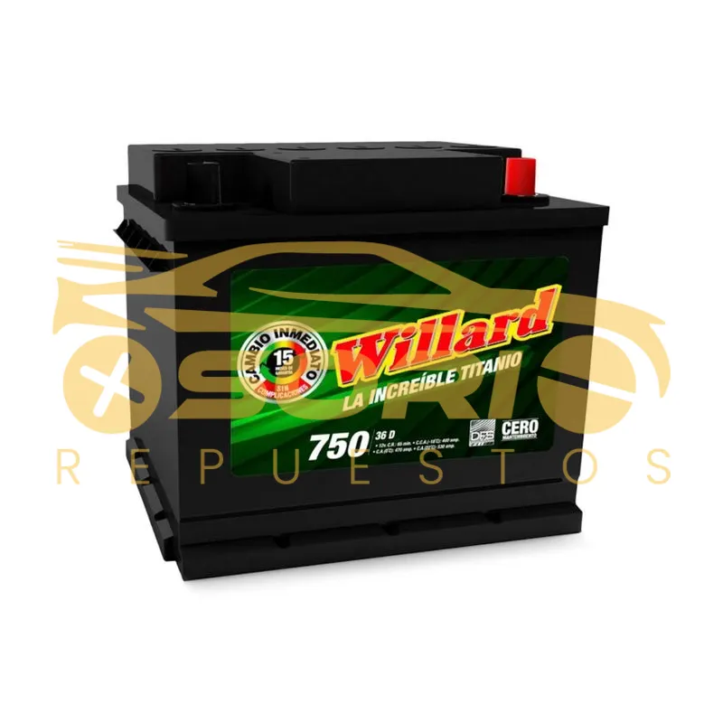 bateria 36750 derecha especial willard titanio chevrolet spark gt todos l1 750