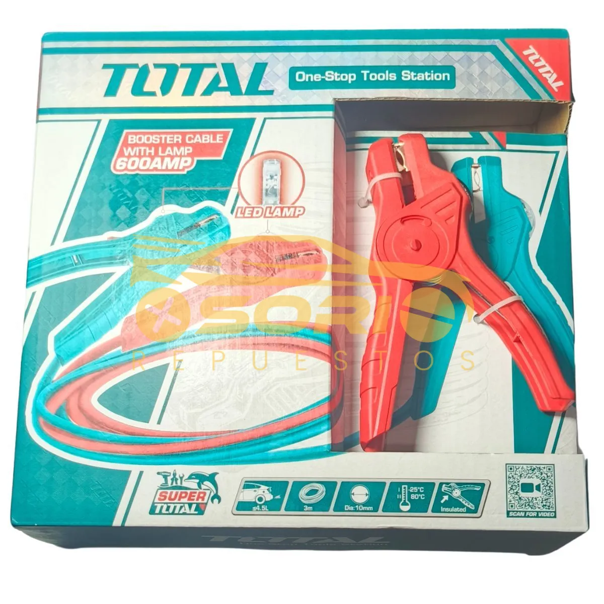 cables de iniciar tipo pesado con luz total 3mts pbca16008l