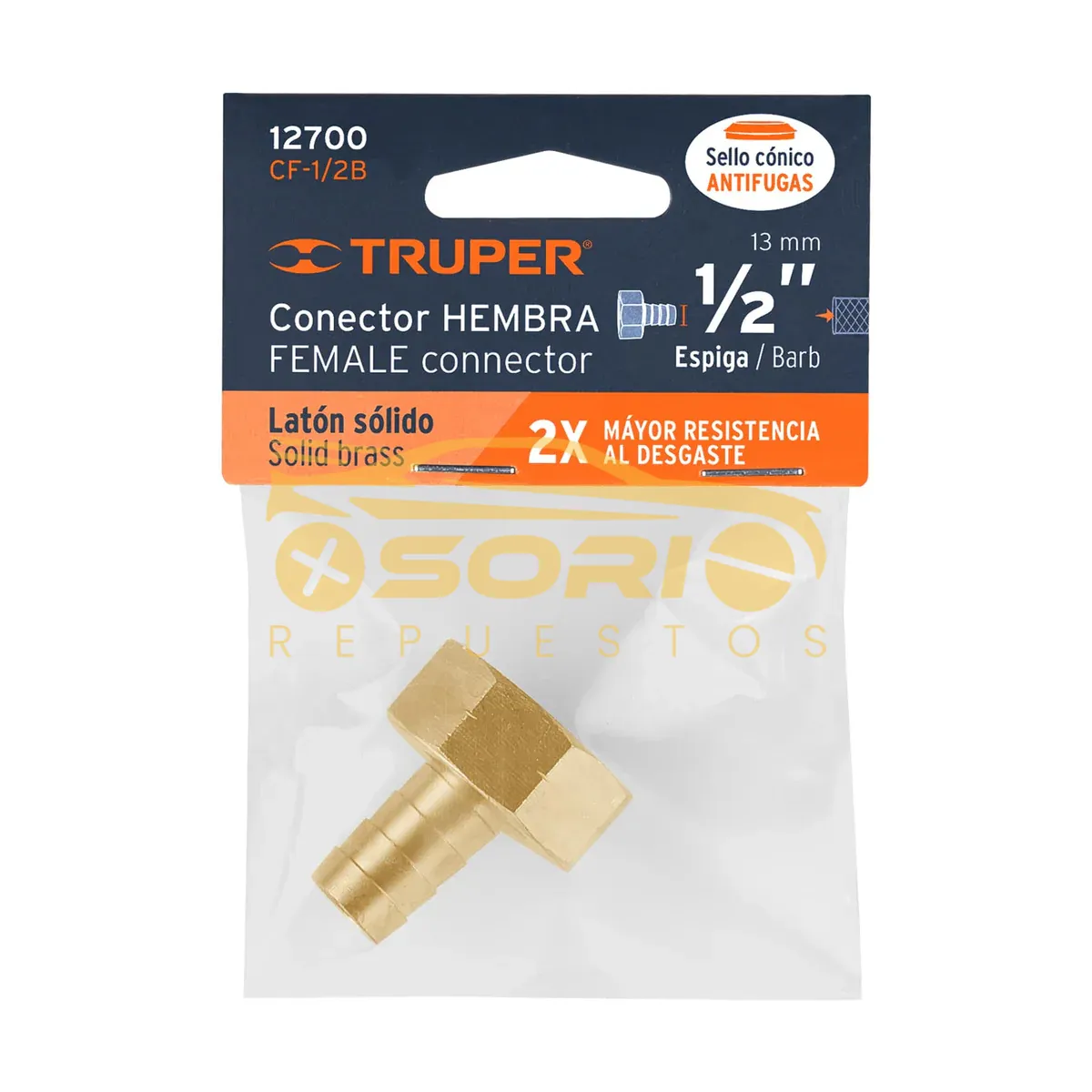 acople manguera hembra metalico truper 1 2 12700