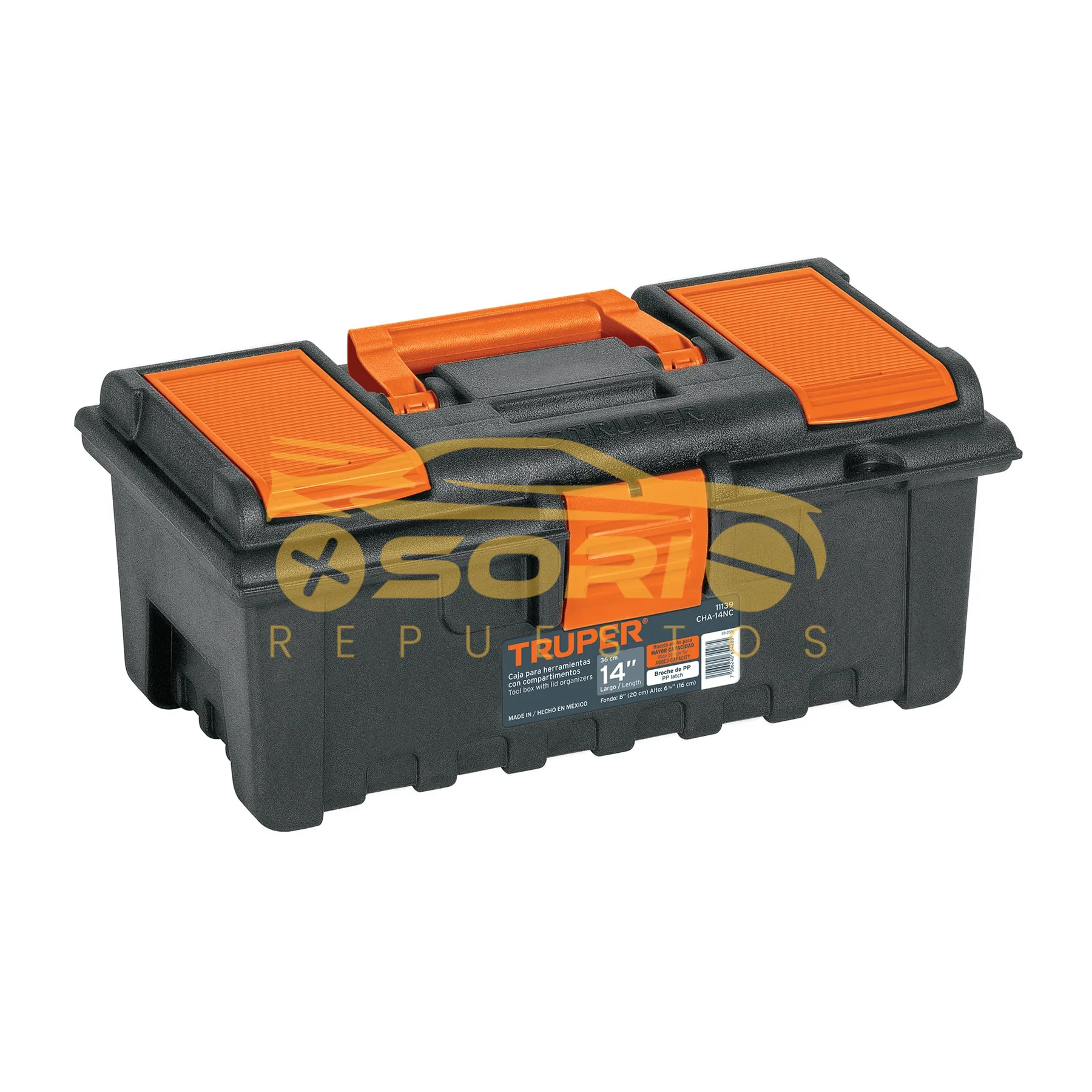 caja de herramientas 14 con compartimientos truper 36 cm 11139
