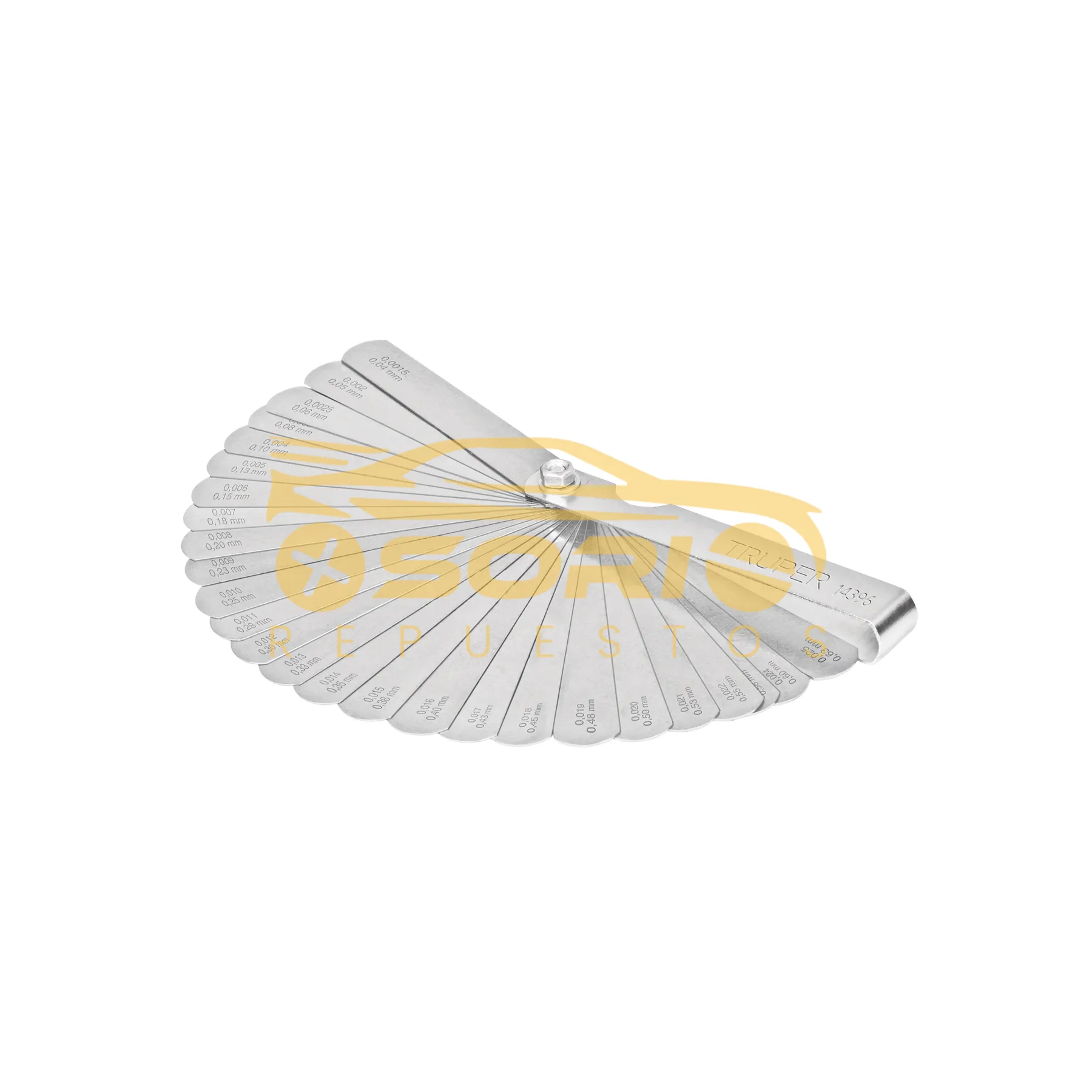 calibrador de galgas 26 hojas std mm truper mm 14396