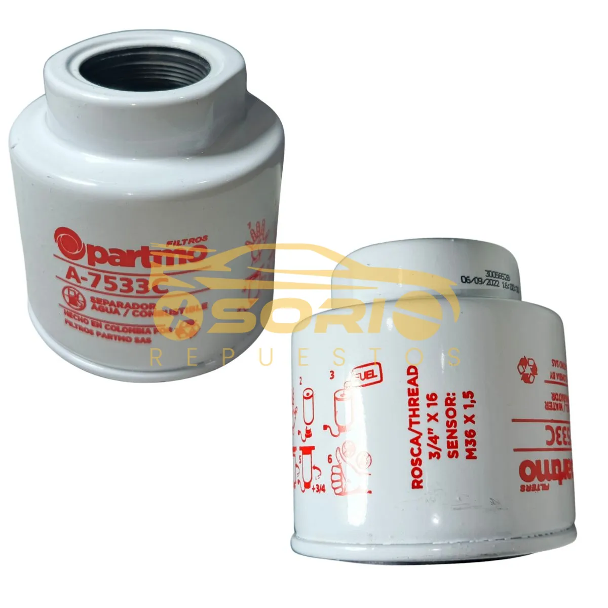 filtro separador agua combustible partmo chevrolet dmax a 7533c