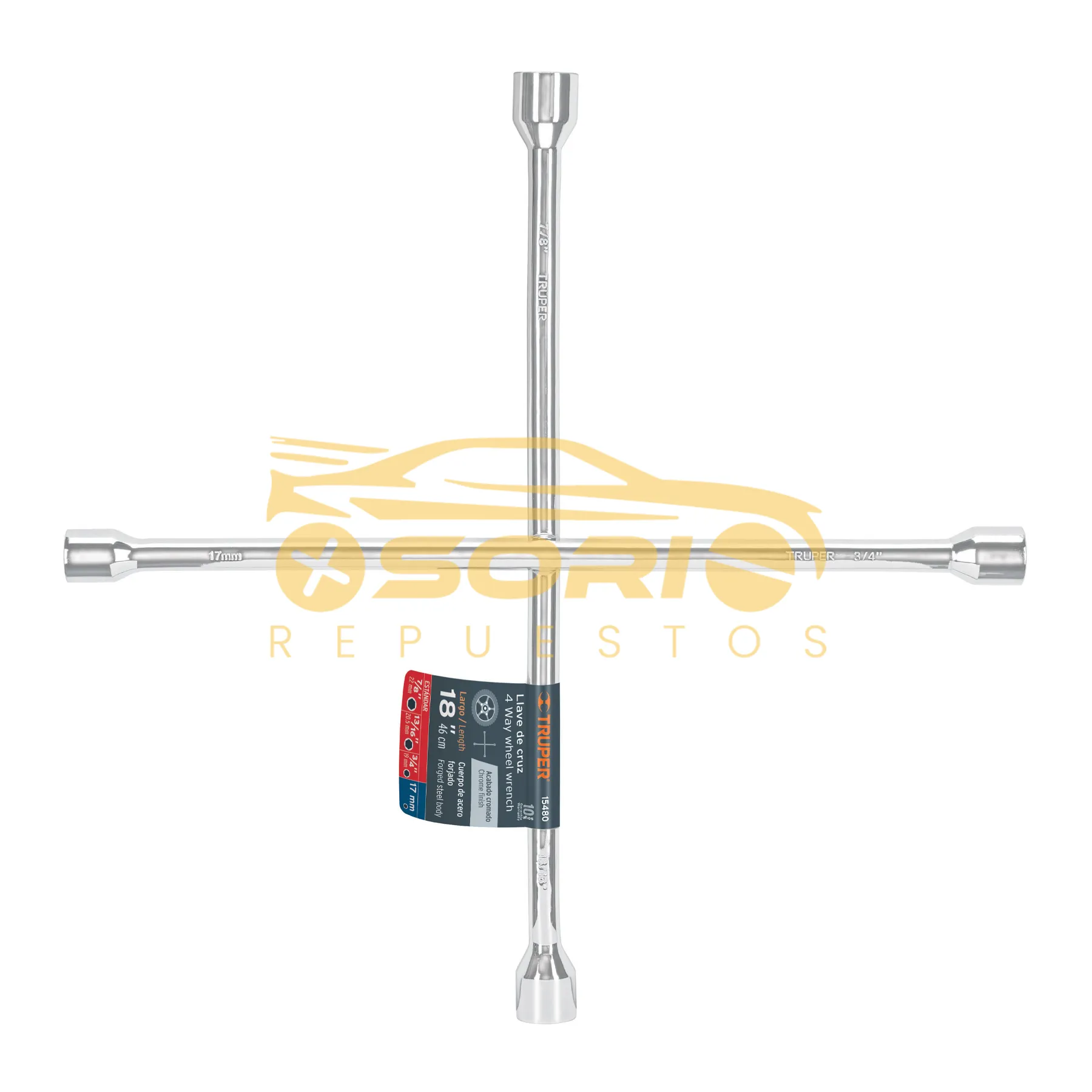 cruceta 18 truper llave de cruz 18 pulida y cromada 15480