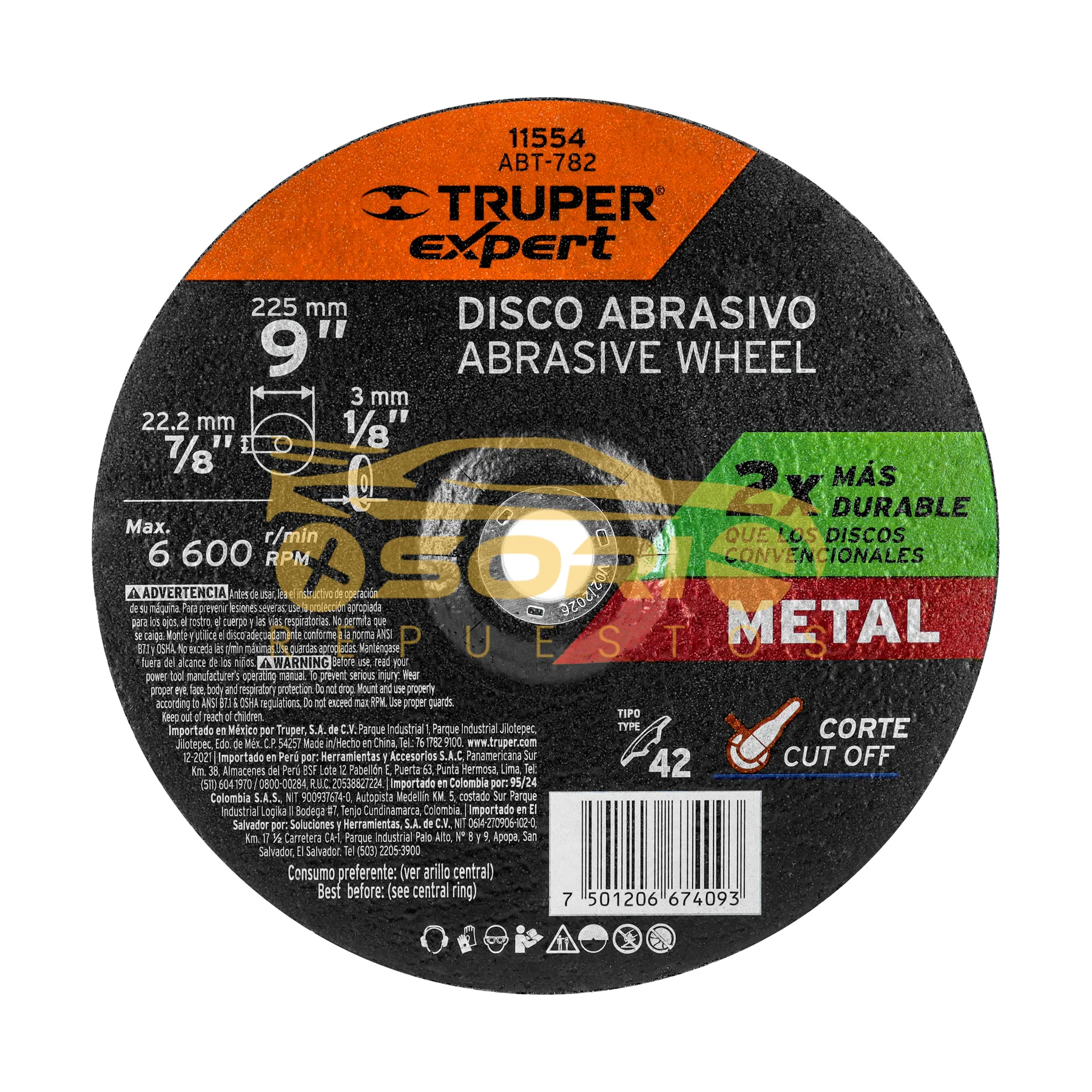 disco de corte diametro 9 corte metal truper 9 x 3 2 mm 11554