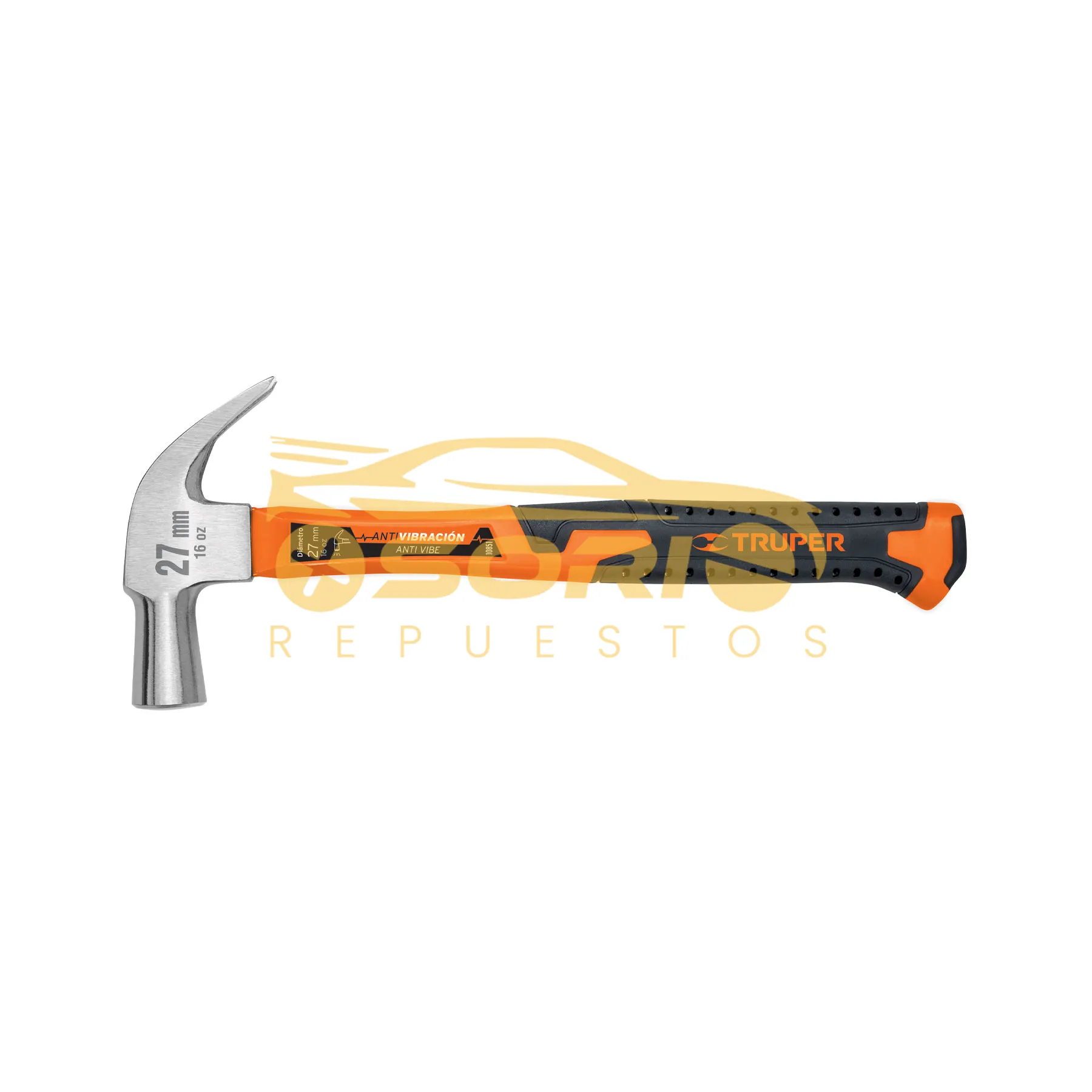 martillo de goma truper cabeza 16 oz largo mango 13 33 cm y 27 mm cara 10851
