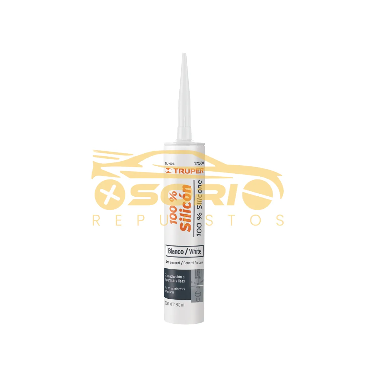 silicona pistola calafateo blanca normal truper 280 ml 17560